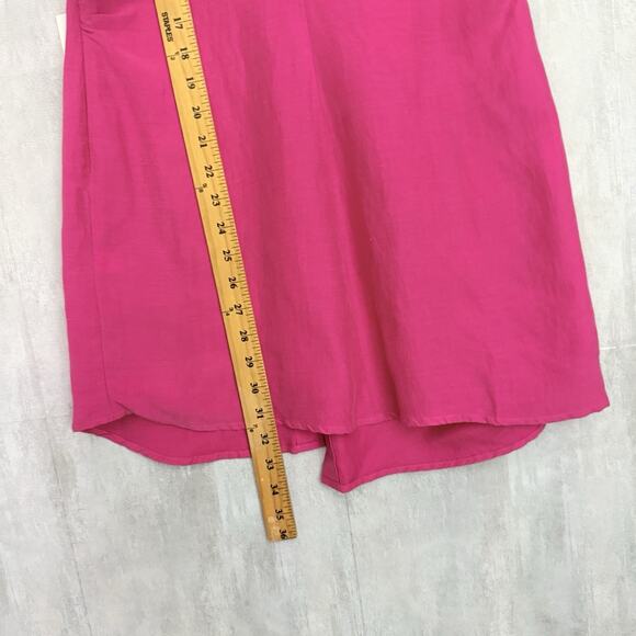 R.G. Kane Alex Mini Dress Small Pink Linen Blend Twist Waist Collared Beachy - Picture 9 of 11